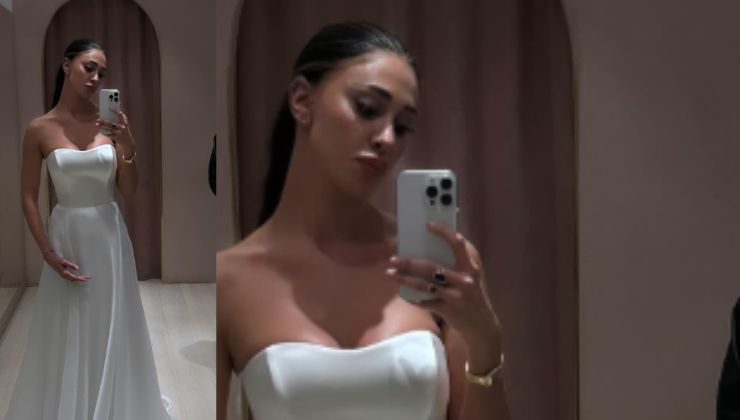 belen rodriguez vestita da sposa